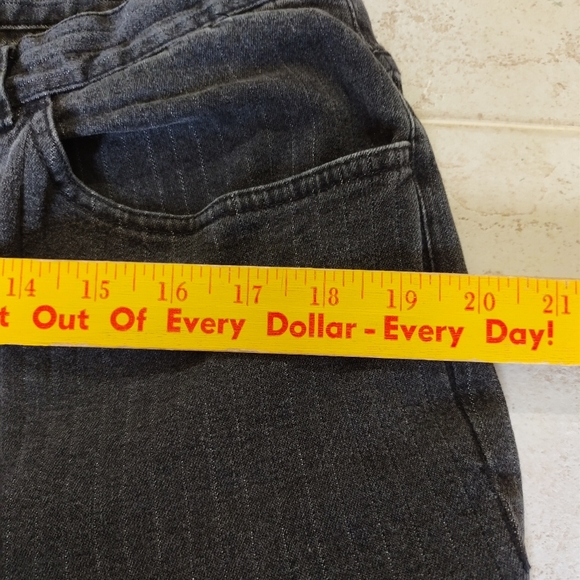 Chaps Denim Charcoal Wash Pin Striped High Rise Straight Leg Plus Size 16 Jeans - Picture 10 of 11